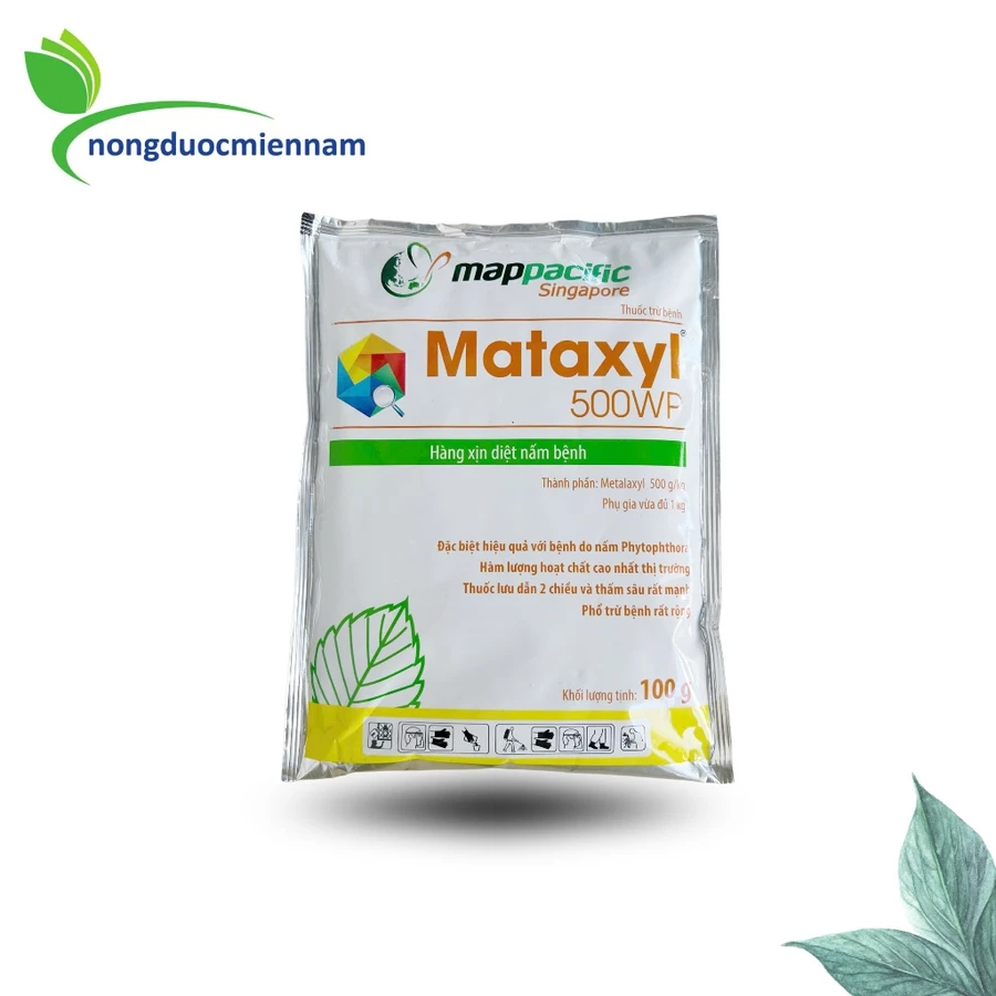 Thuốc trừ bệnh MATAXYL 500WP gói 100gr - chính hiệu MapPacific, chuyên trị đốm trái, thán thư, thối trái, sương mai