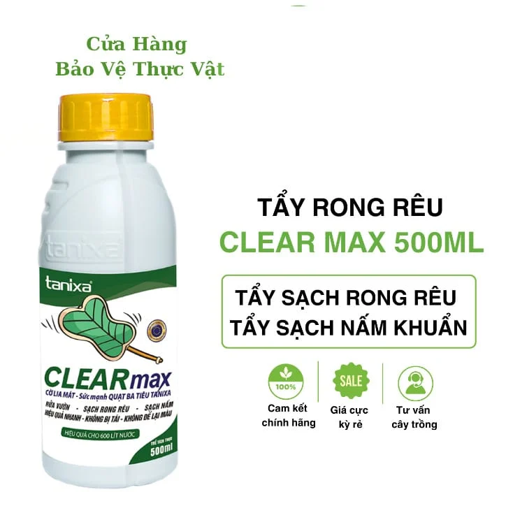 Tẩy rong rêu CLEARMAX Tanixa chai 500ml / Tẩy rong trên cây trồng, giúp xanh lá, bóng lá