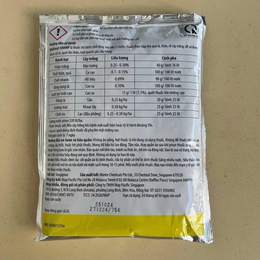 Thuốc trừ bệnh MATAXYL 500WP gói 100gr - chính hiệu MapPacific, chuyên trị đốm trái, thán thư, thối trái, sương mai - Ảnh 3