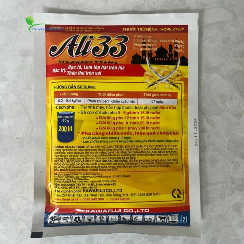 Hướng dẫn sử dụng Thuốc trừ nấm bệnh Ali33