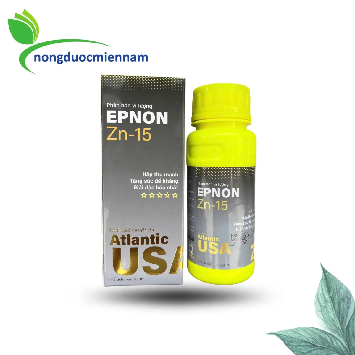 Phân bón lá EPNON Zn Atlantic - Lá chắn Kẽm chai 250ml - Khắc phục nhanh tình trạng cây bị còi cọc, vàng lá, đọt, dày lá