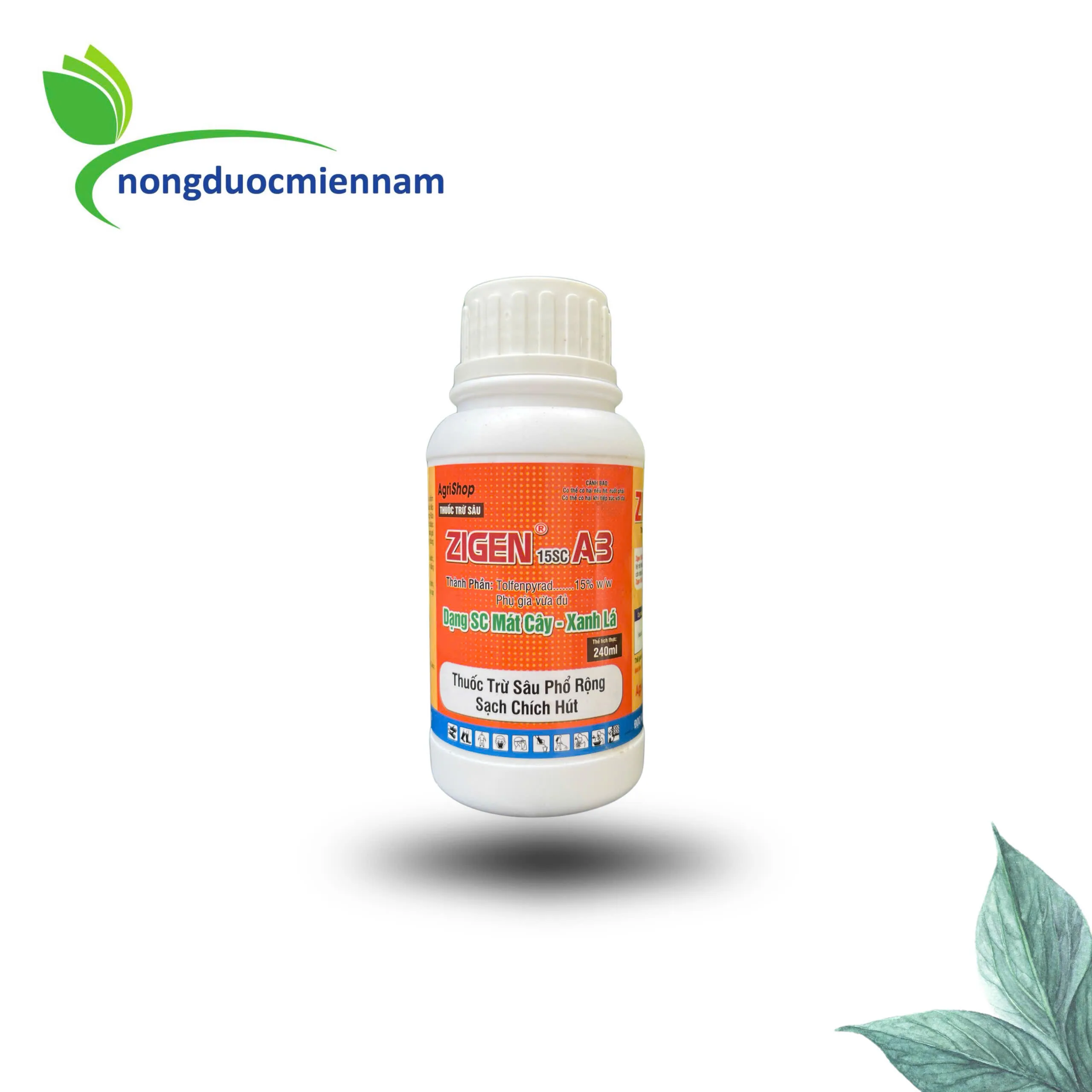 Thuốc trừ sâu Zigen 15SC -A3 Mát cây - Xanh lá - Sạch chích hút | Chai 240ml