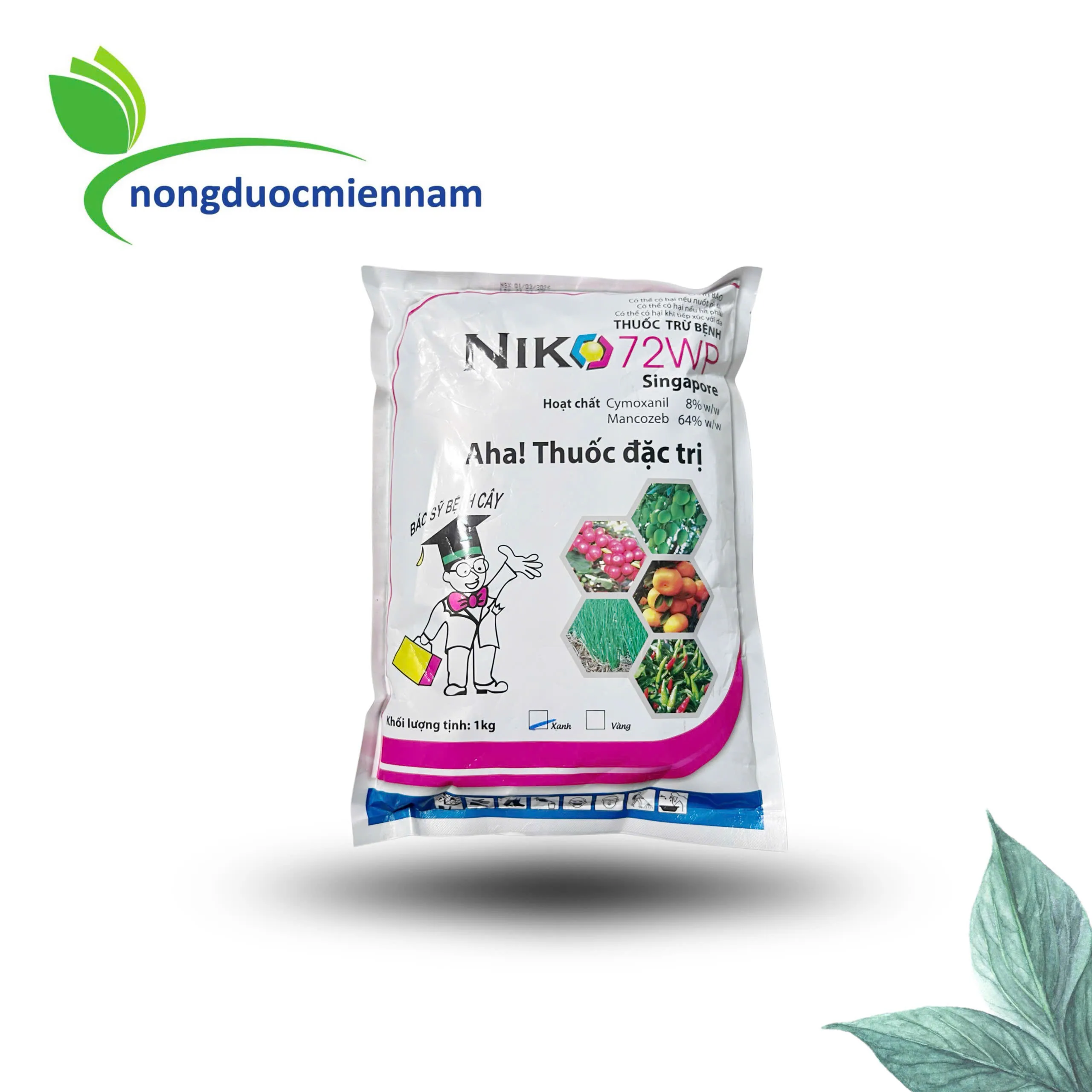 Thuốc trừ bệnh Niko 72WP 1KG - Phòng trừ thán thư, đốm ghẻ, vàng lá (Bột xanh)