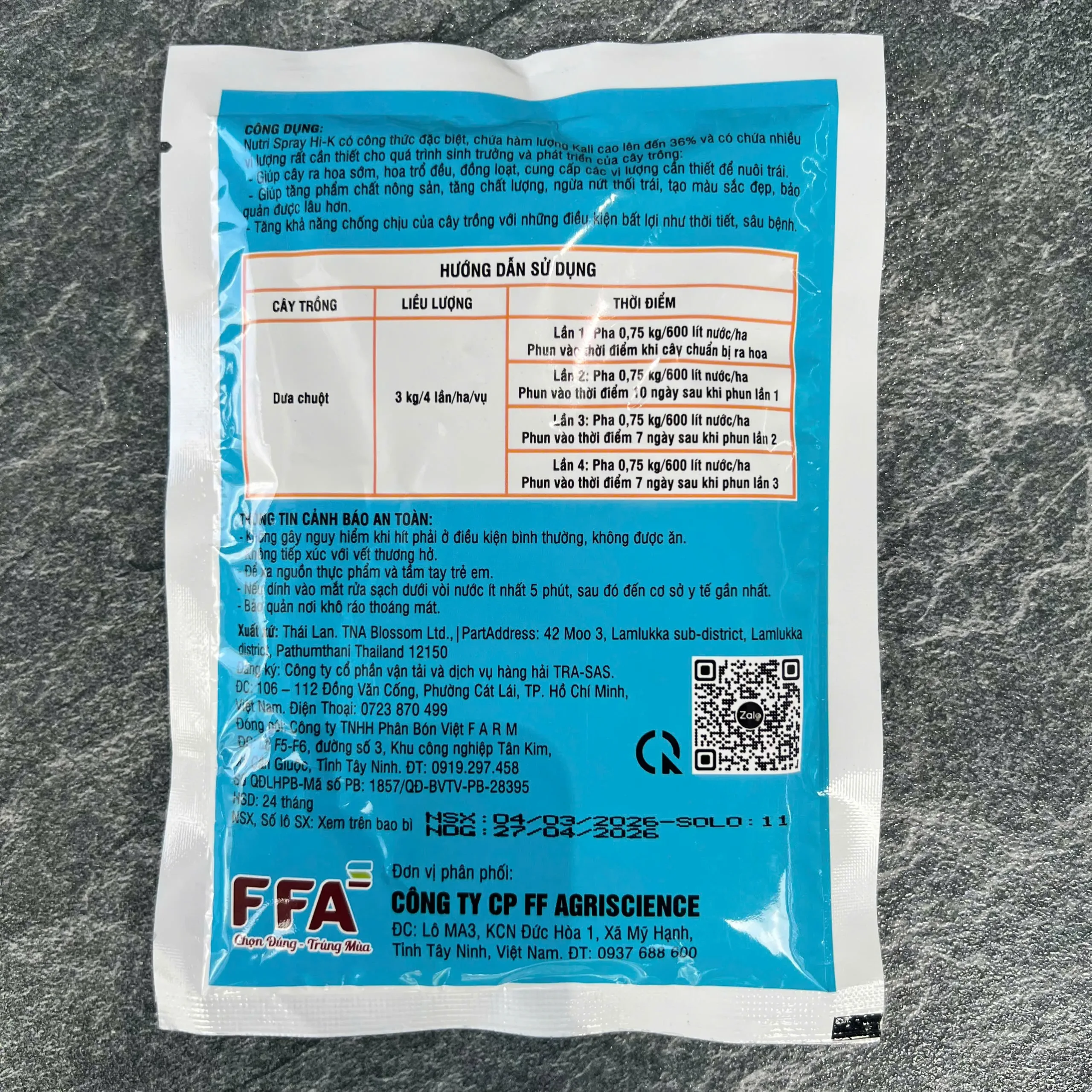 Nutri Spray Hi-K (gói 150gr) - Phân bón lá dạng bột phun sấy cao, đa dạng vi lượng dinh dưỡng NPK với hàm lượng Kali cao giúp dưỡng bông, lớn trái, vô cơm, nặng hạt, vô gạo, lớn củ - Ảnh 3
